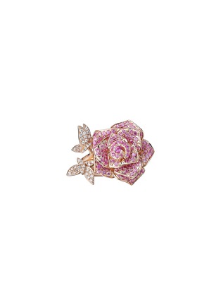 Main View - Click To Enlarge - SARAH ZHUANG - ‘Rose Fountain’ 18K Rose Gold Diamond Pink Sapphire Foldable Ring
