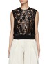 Main View - Click To Enlarge - GIAMBATTISTA VALLI - FLORAL EMBROIDERED SEQUIN SHEER PANEL SLEEVELESS TOP