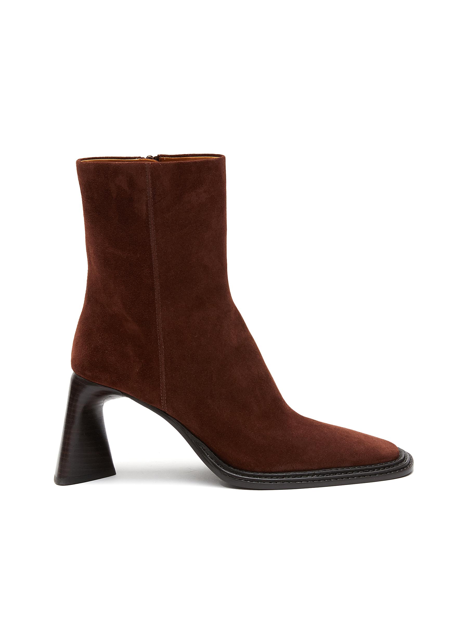 ALEXANDER WANG 'BOOKER' SQUARE TOE SUEDE ANKLE BOOTS