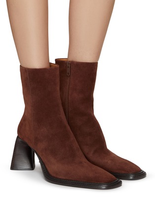 Figure View - Click To Enlarge - ALEXANDER WANG - ‘BOOKER’ SQUARE TOE SUEDE ANKLE BOOTS