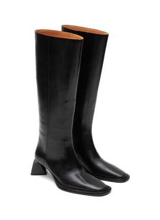 Detail View - Click To Enlarge - ALEXANDER WANG - ‘BOOKER’ SQUARE TOE LEATHER RIDING BOOTS