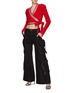 Figure View - Click To Enlarge - DAVID KOMA - ‘HOT FIX’ CRYSTAL EMBELLISHMENT KNIT CROPPED WRAP TOP