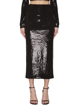 Main View - Click To Enlarge - DAVID KOMA - SEQUIN EMBELLISHED HIGH WAIST MIDI SKIRT