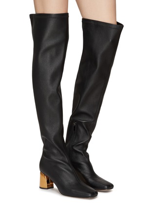 Figure View - Click To Enlarge - PEDDER RED - ‘Stella’ Gold-Toned Heel Leather Over-The-Knee Boots