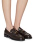 PEDDER RED - ‘PENNY’ METAL APPLIQUÉ ALMOND TOE LEATHER LOAFERS