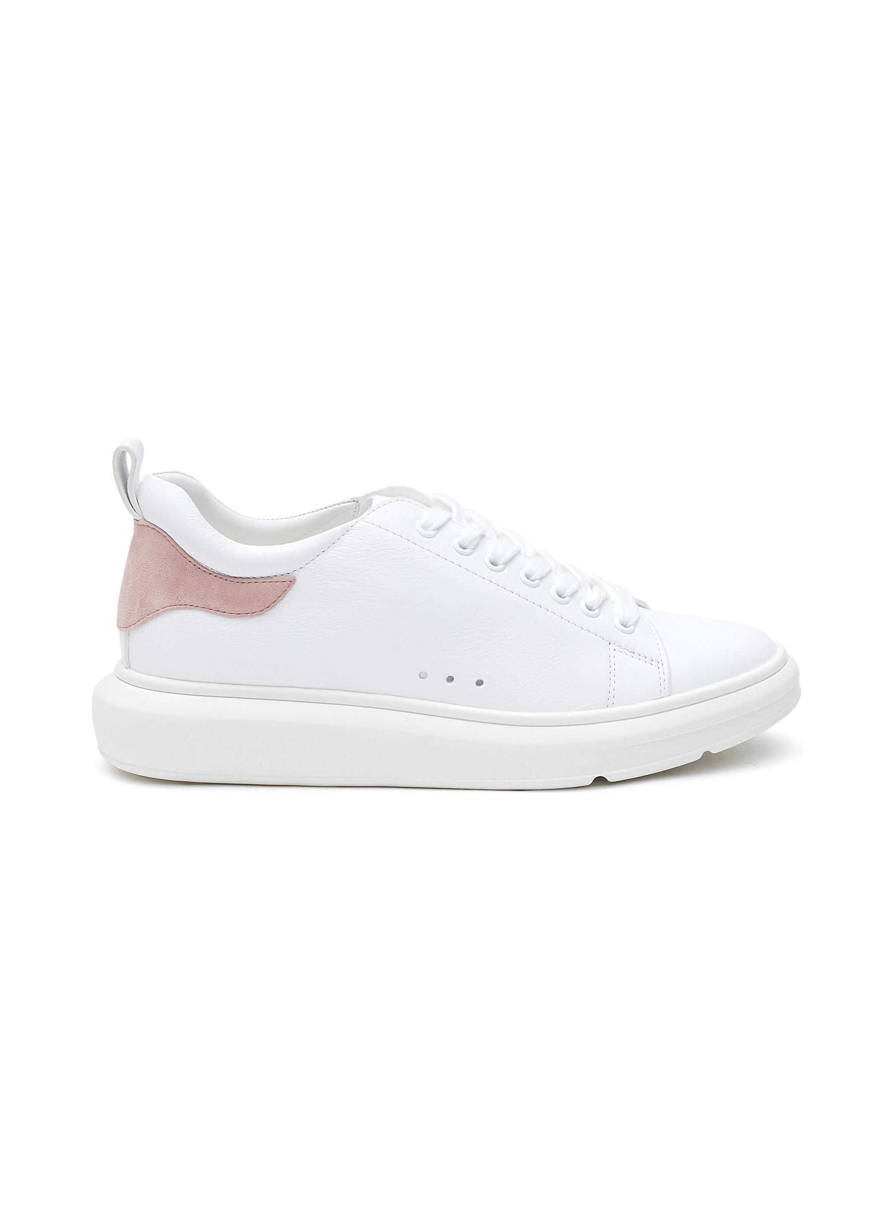 Pedder Red 'megan' Low Top Lace Up Chunky Outsole Leather Sneakers In White
