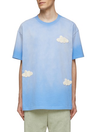 Main View - Click To Enlarge - ANGEL CHEN - CLOUD CROCHET DYED DETAIL CREWNECK SHORT SLEEVE T-SHIRT