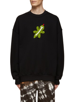 Main View - Click To Enlarge - ANGEL CHEN - LIZARD EMBROIDERED CREWNECK SWEATSHIRT