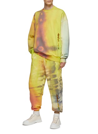 Figure View - Click To Enlarge - ANGEL CHEN - TIE DYE LOGO PRINT DRAWSTRING ELASTICATED WAISTBAND SWEATPANT