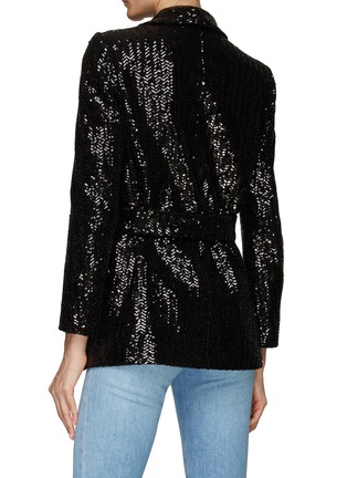 Back View - Click To Enlarge - BLAZÉ MILANO - ‘ALL ABOUT YOU’ SHAWL COLLAR SEQUIN EMBELLISHED SELF TIE BLAZER