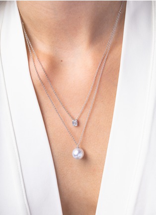Detail View - Click To Enlarge - YOKO LONDON - ‘Starlight’ Diamond South Sea Pearl 18K White Gold Necklace