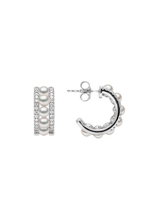 Main View - Click To Enlarge - YOKO LONDON - ‘Eclipse’ Diamond Akoya Pearl 18K White Gold Earrings