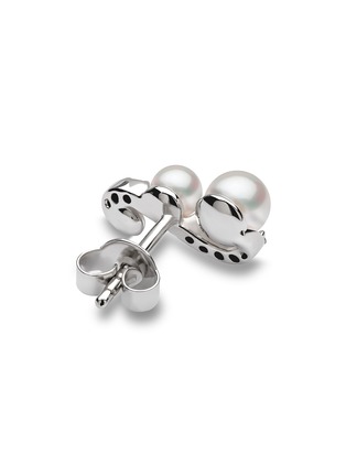 Detail View - Click To Enlarge - YOKO LONDON - ‘Sleek’ Diamond Akoya Pearl 18K White Gold Earrings