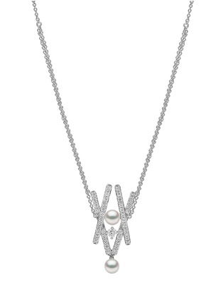 Main View - Click To Enlarge - YOKO LONDON - ‘Sleek’ Diamond Akoya Pearl 18K White Gold Necklace