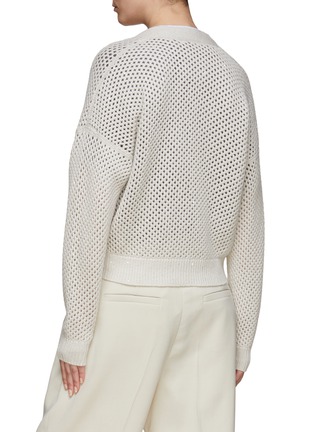Back View - Click To Enlarge - BRUNELLO CUCINELLI - LONG SLEEVE DIAMANTE NET CASHMERE SILK BLEND KNIT CARDIGAN