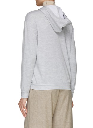 Back View - Click To Enlarge - BRUNELLO CUCINELLI - Beaded Detailing Cotton Silk Blend Hooded Track Jacket