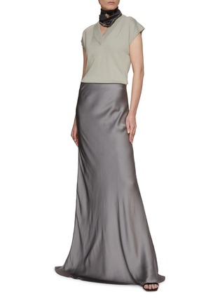 Figure View - Click To Enlarge - BRUNELLO CUCINELLI - DOUBLE SILK SATIN MAXI SKIRT