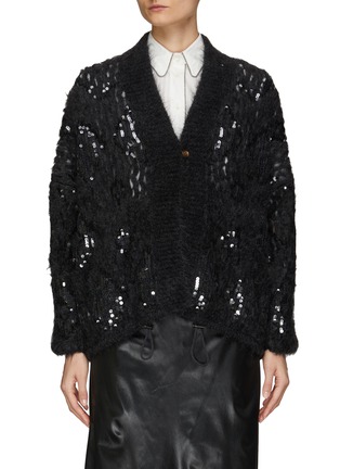 Main View - Click To Enlarge - BRUNELLO CUCINELLI - Sequined Openwork Knit Cardigan