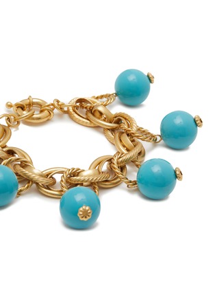 Detail View - Click To Enlarge - LANE CRAWFORD VINTAGE ACCESSORIES - UNSIGNED GOLD TONE FAUX TURQUOISE CHARMS BRACELET