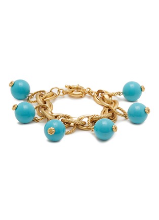 Main View - Click To Enlarge - LANE CRAWFORD VINTAGE ACCESSORIES - UNSIGNED GOLD TONE FAUX TURQUOISE CHARMS BRACELET