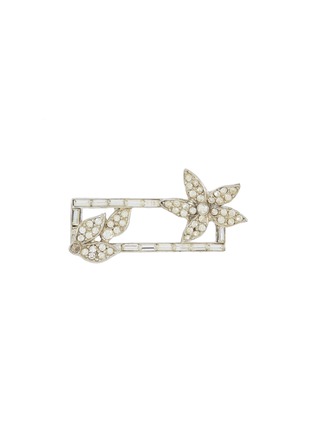 Main View - Click To Enlarge - LANE CRAWFORD VINTAGE ACCESSORIES - DIAMANTE FLOWER RECTANGUOALR FRAME BROOCH