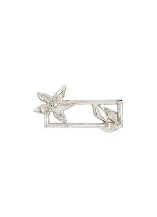 Figure View - Click To Enlarge - LANE CRAWFORD VINTAGE ACCESSORIES - DIAMANTE FLOWER RECTANGUOALR FRAME BROOCH