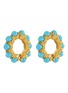 Main View - Click To Enlarge - LANE CRAWFORD VINTAGE ACCESSORIES - Faux Turquoise Gold-Toned Metal Hoop Earrings