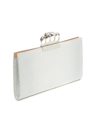 Detail View - Click To Enlarge - ALEXANDER MCQUEEN - FOUR RING HIMALAYAN CROC EMBOSSED LEATHER FLAT POUCH