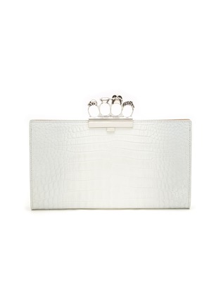 Main View - Click To Enlarge - ALEXANDER MCQUEEN - FOUR RING HIMALAYAN CROC EMBOSSED LEATHER FLAT POUCH