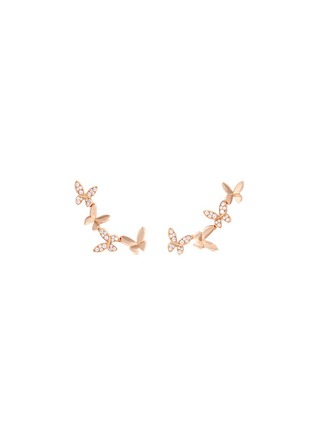 Main View - Click To Enlarge - ANYALLERIE - 'Small Butterfly' diamond 18k rose gold climber earrings