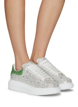 Figure View - Click To Enlarge - ALEXANDER MCQUEEN - Strass Embellished Leather Oversized Sneakers