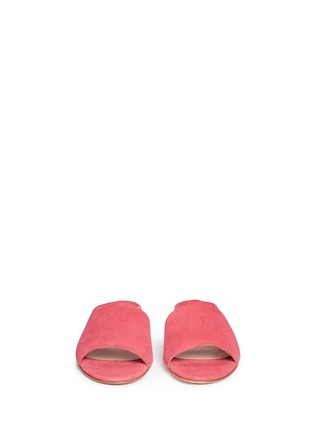 Front View - Click To Enlarge - FABIO RUSCONI - Slanted vamp suede slide sandals