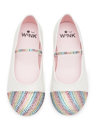 Figure View - Click To Enlarge - WINK - ‘CONFETTI’ RAINBOW CRYSTAL EMBELLISHED KIDS BALLERINA FLATS