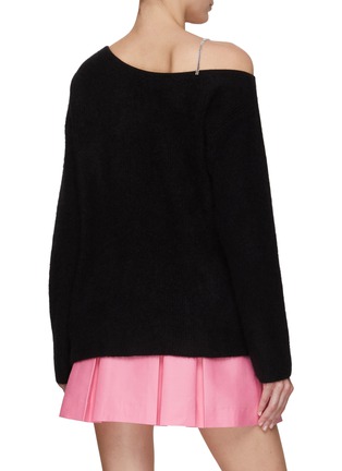 Back View - Click To Enlarge - CRUSH COLLECTION - OFF SHOULDER SPARKLING STRAP CASHMERE SWEATER