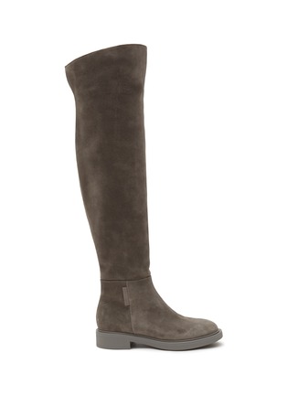 Main View - Click To Enlarge - GIANVITO ROSSI - Suede Round Toe Over The Knee Boots