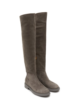 Figure View - Click To Enlarge - GIANVITO ROSSI - Suede Round Toe Over The Knee Boots