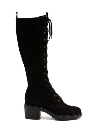 Main View - Click To Enlarge - GIANVITO ROSSI - ‘Foster’ Suede Lace Up Tall Boots