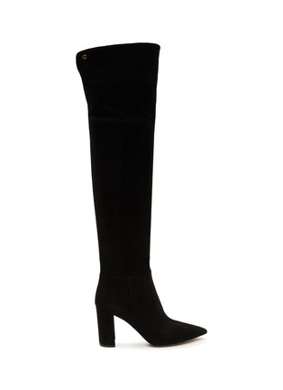 Main View - Click To Enlarge - GIANVITO ROSSI - BLOCK HEEL SUEDE BOOTS