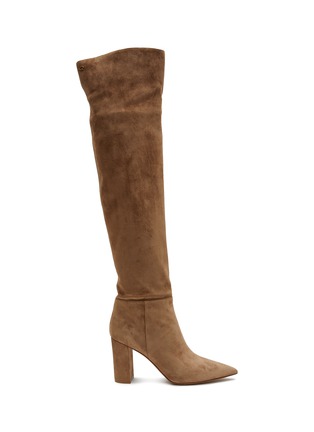 Main View - Click To Enlarge - GIANVITO ROSSI - 85 POINT TOE SUEDE OVER-THE-KNEE BOOTS