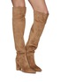 Figure View - Click To Enlarge - GIANVITO ROSSI - 85 POINT TOE SUEDE OVER-THE-KNEE BOOTS