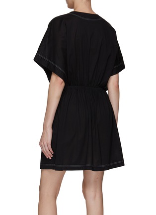 Back View - Click To Enlarge - ERES - ‘CHARLY’ V-NECK CAP SLEEVE MINI BEACH DRESS