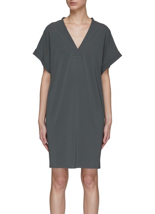 Main View - Click To Enlarge - ERES - ‘TALI’ OVERSIZE V-NECK CAP SLEEVE BEACH DRESS