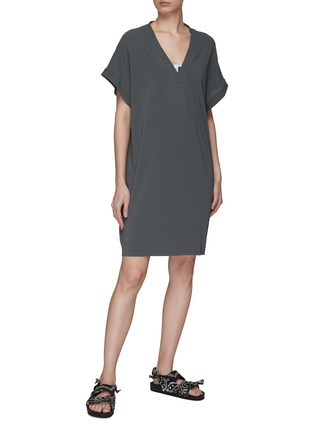 Figure View - Click To Enlarge - ERES - ‘TALI’ OVERSIZE V-NECK CAP SLEEVE BEACH DRESS