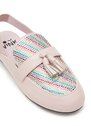 Detail View - Click To Enlarge - WINK - Souffle Kids Crystal Embellished Leather Loafers