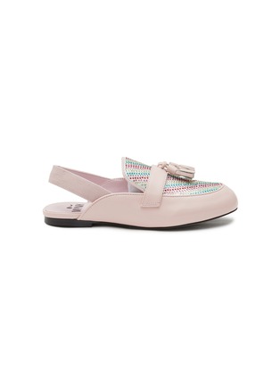 Main View - Click To Enlarge - WINK - ‘SOUFFLE’ CRYSTAL EMBELLISHED KIDS TASSELLED SLIP-ON LOAFERS