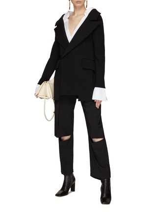 Figure View - Click To Enlarge - A.W.A.K.E. MODE - Detachable Cuffs And Collar Off Shoulder Blazer