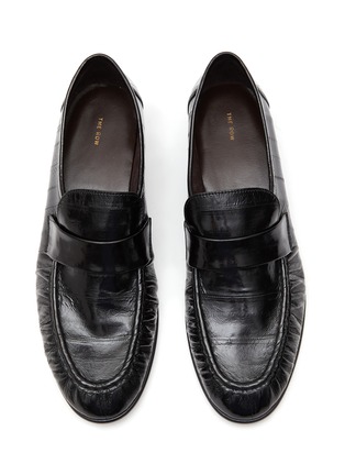 Detail View - Click To Enlarge - THE ROW - ALMOND TOE FLAT EEL SKIN LEATHER LOAFERS