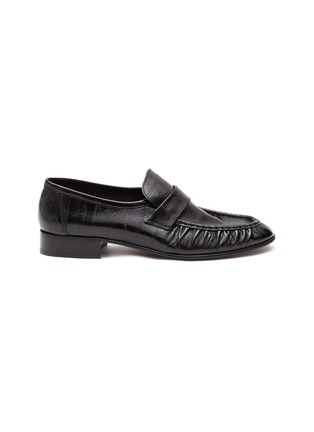 Main View - Click To Enlarge - THE ROW - ALMOND TOE FLAT EEL SKIN LEATHER LOAFERS