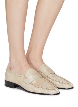 Figure View - Click To Enlarge - THE ROW - ALMOND TOE FLAT EEL SKIN LEATHER LOAFERS