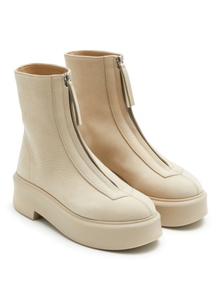 Detail View - Click To Enlarge - THE ROW - Grained Leather Zipped Platform Boots